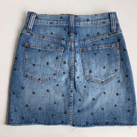 Madewell stretch denim straight mini skirt black heart print edition - Picture 12 of 15